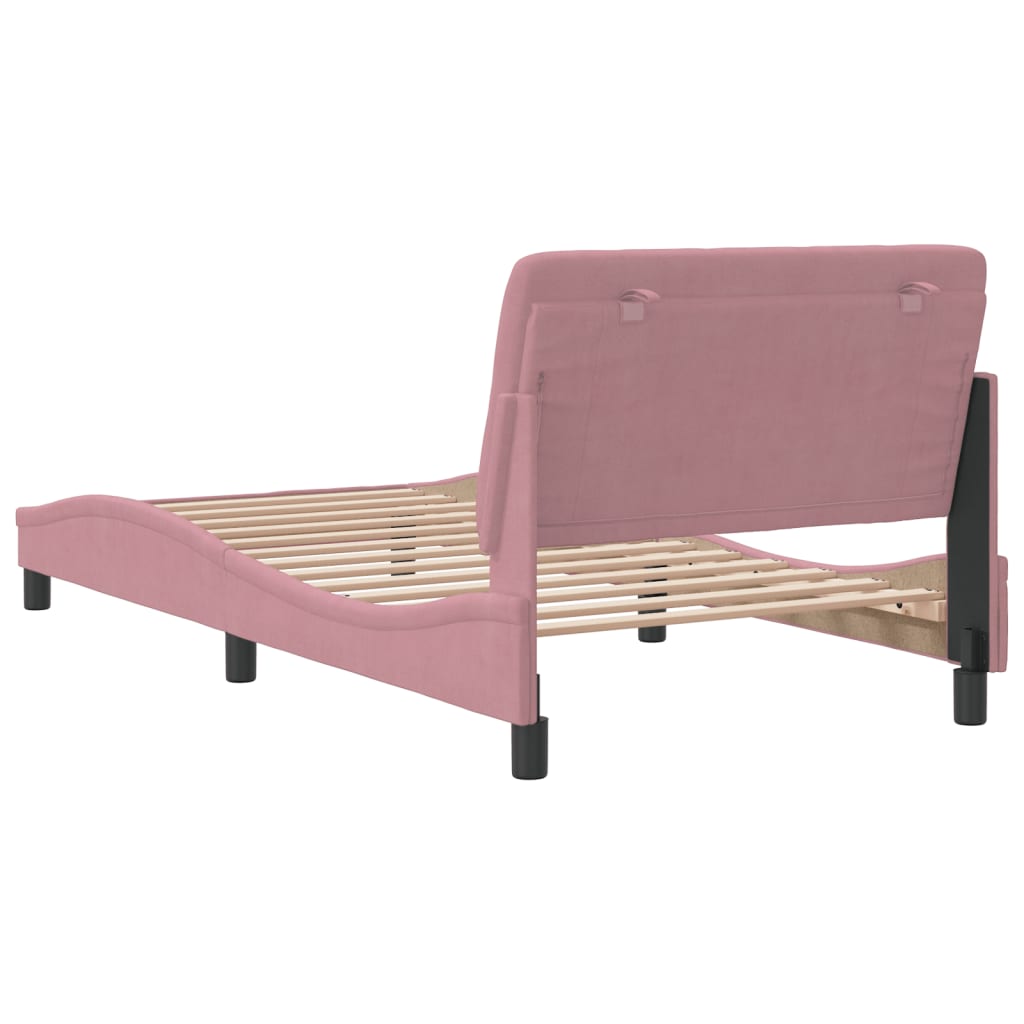 sengeramme uden madras 100x200 cm fløjl lyserød