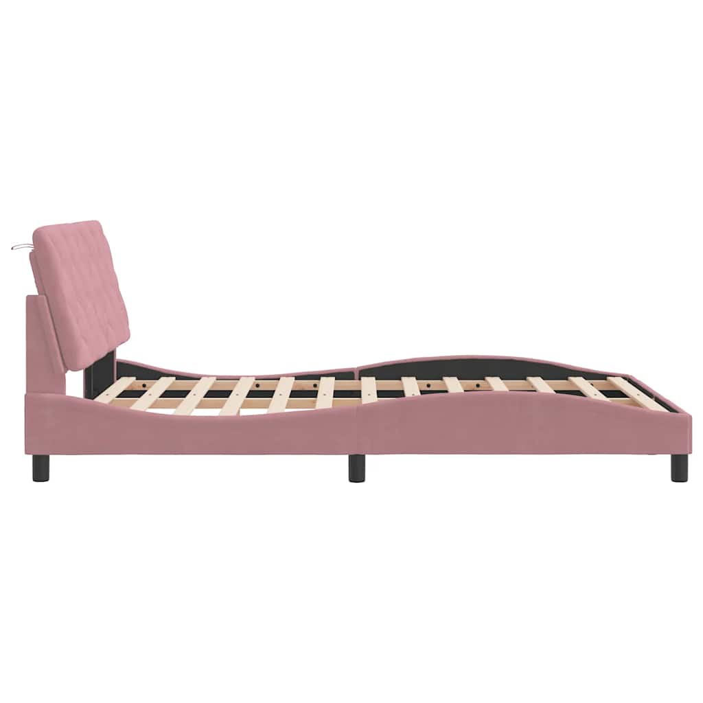 sengeramme uden madras 120x200 cm fløjl pink