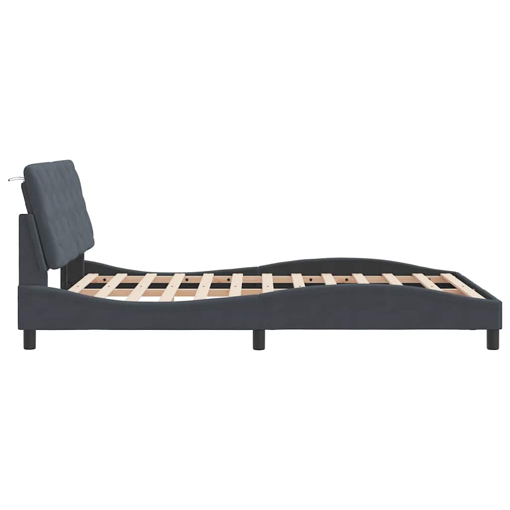 sengeramme uden madras Mørkegrå 140x190 cm Fløjl