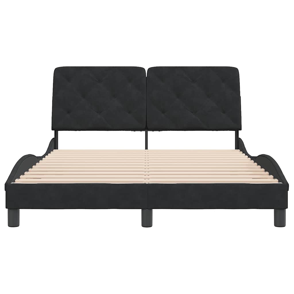 sengeramme uden madras Sort 140x190 cm Fløjl
