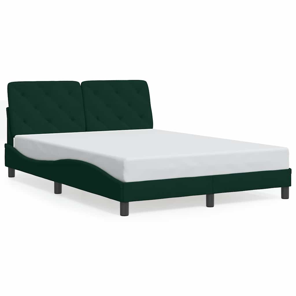 sengeramme uden madras Mørkegrøn 140x190 cm Fløjl