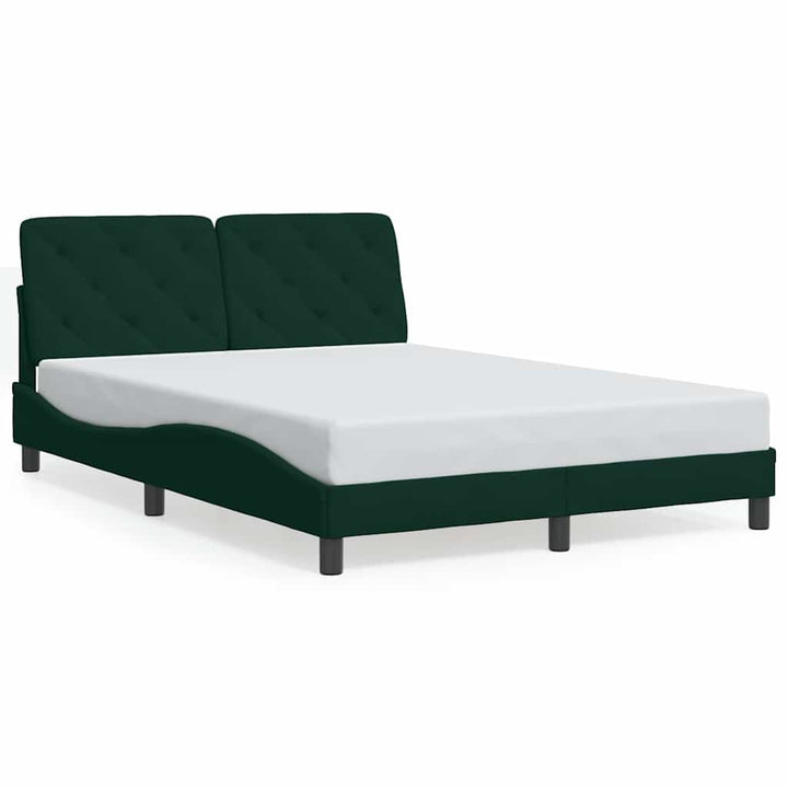 sengeramme uden madras Mørkegrøn 140x190 cm Fløjl