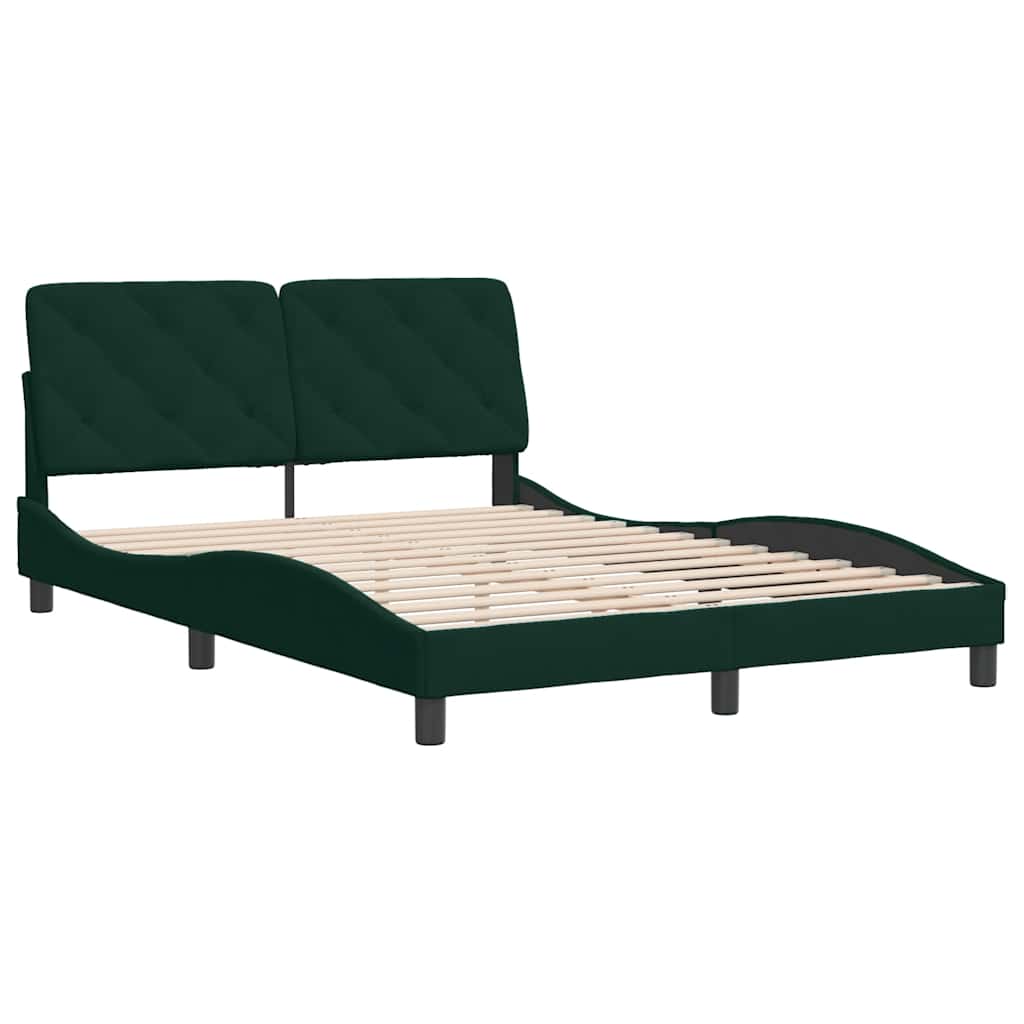 sengeramme uden madras Mørkegrøn 140x190 cm Fløjl