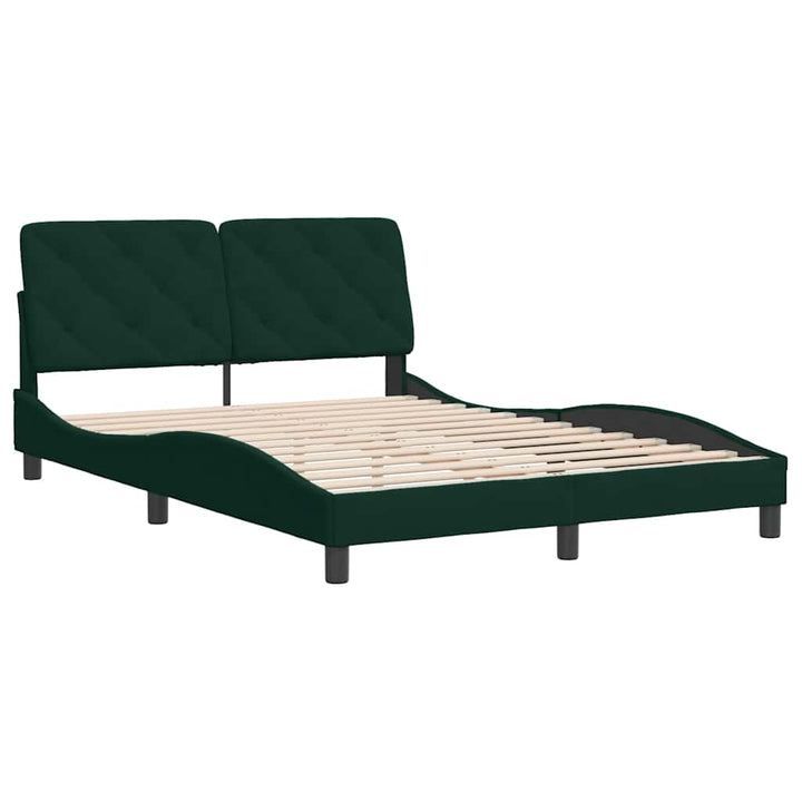 sengeramme uden madras Mørkegrøn 140x190 cm Fløjl
