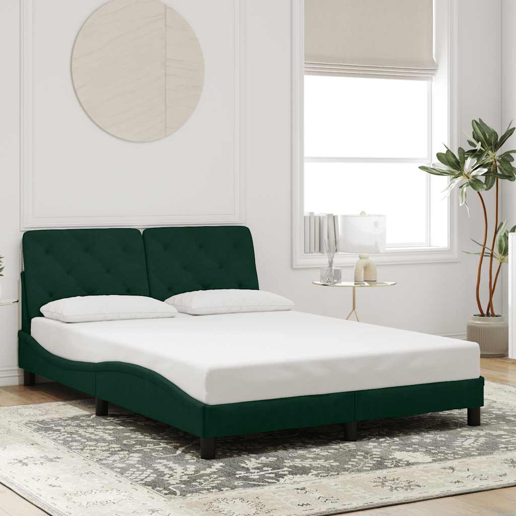 sengeramme uden madras Mørkegrøn 140x190 cm Fløjl