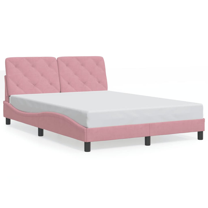 sengeramme uden madras 140x190 cm fløjl pink
