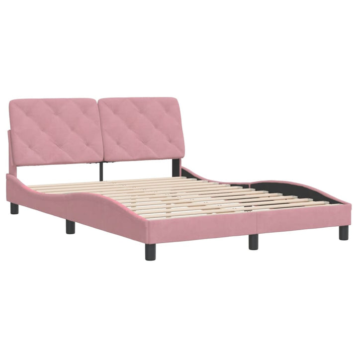 sengeramme uden madras 140x190 cm fløjl pink