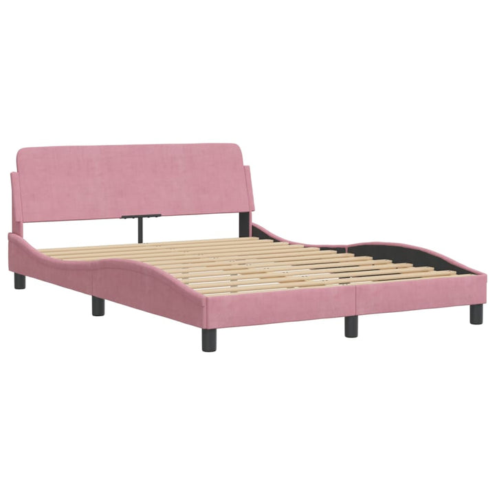 sengeramme uden madras 140x190 cm fløjl pink