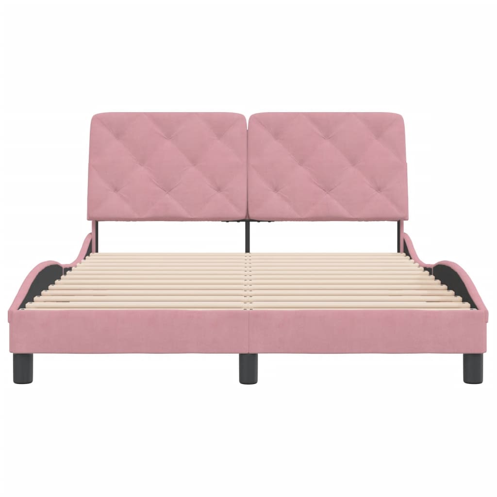 sengeramme uden madras 140x190 cm fløjl pink