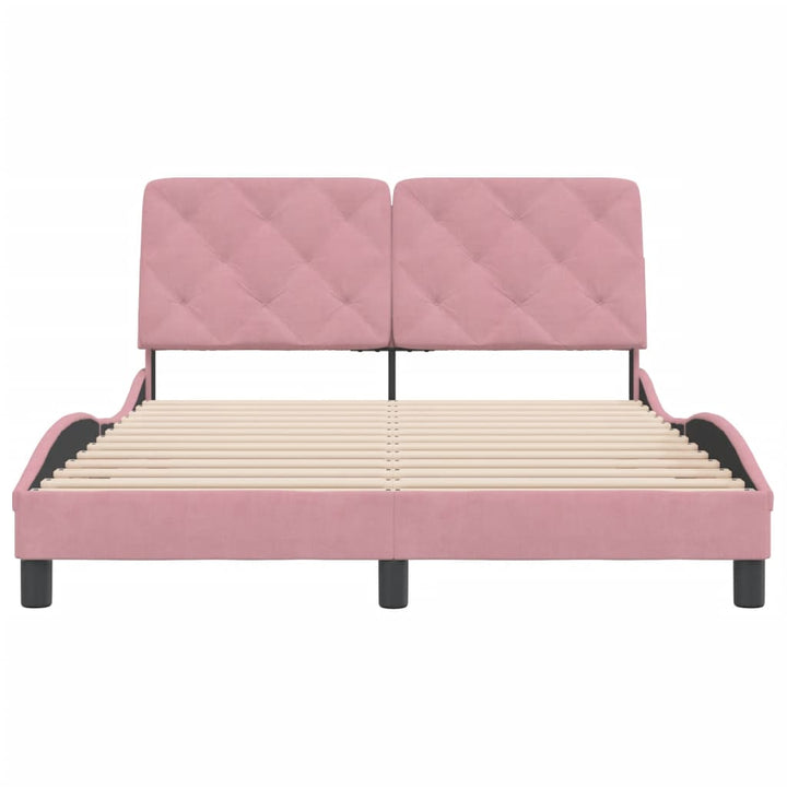 sengeramme uden madras 140x190 cm fløjl pink