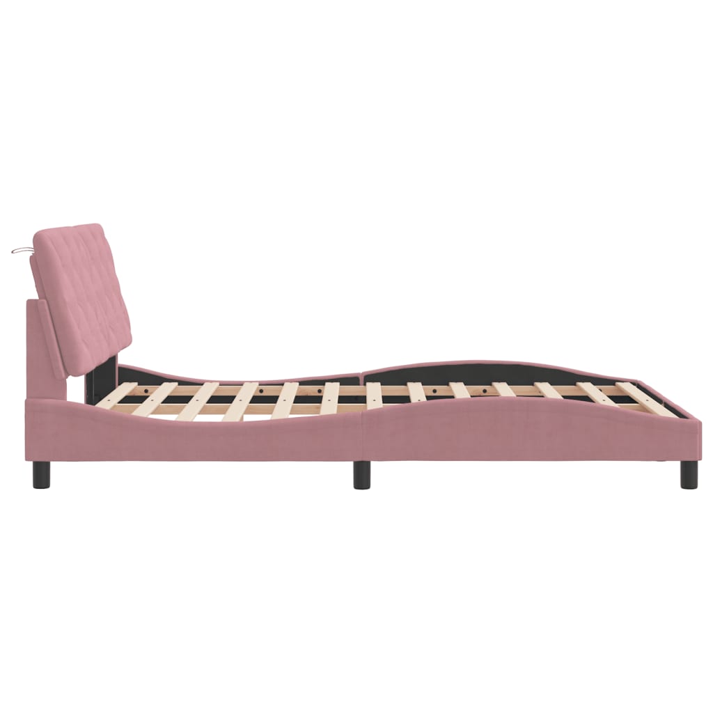sengeramme uden madras 140x190 cm fløjl pink