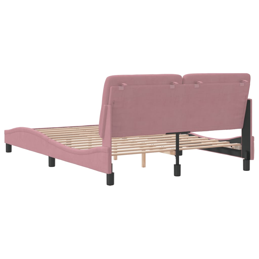 sengeramme uden madras 140x190 cm fløjl pink