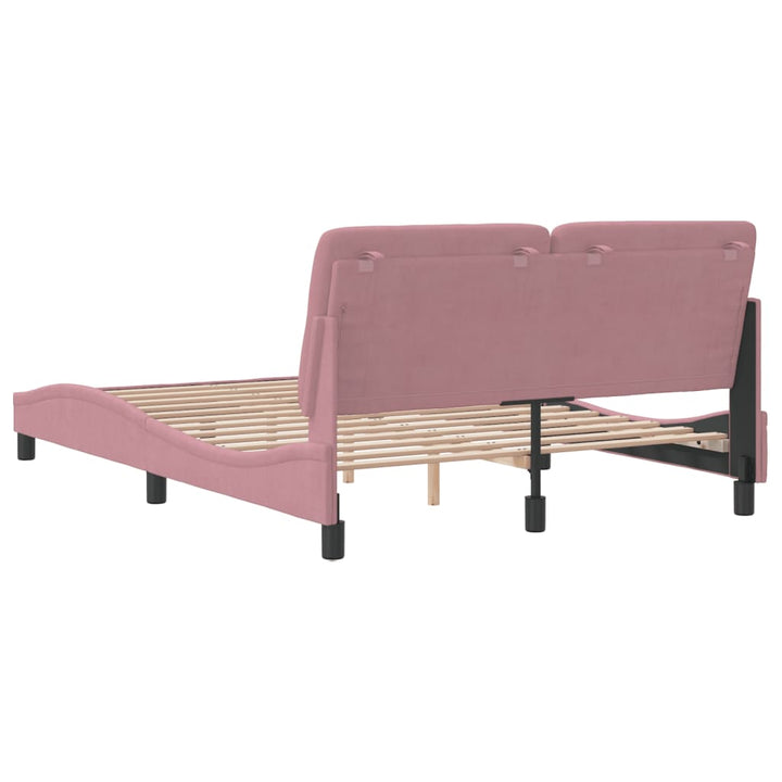 sengeramme uden madras 140x190 cm fløjl pink