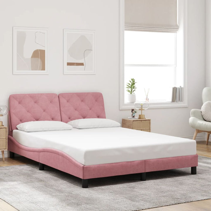 sengeramme uden madras 140x190 cm fløjl pink