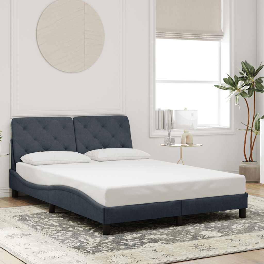 sengeramme uden madras Mørkegrå 140x200 cm Fløjl