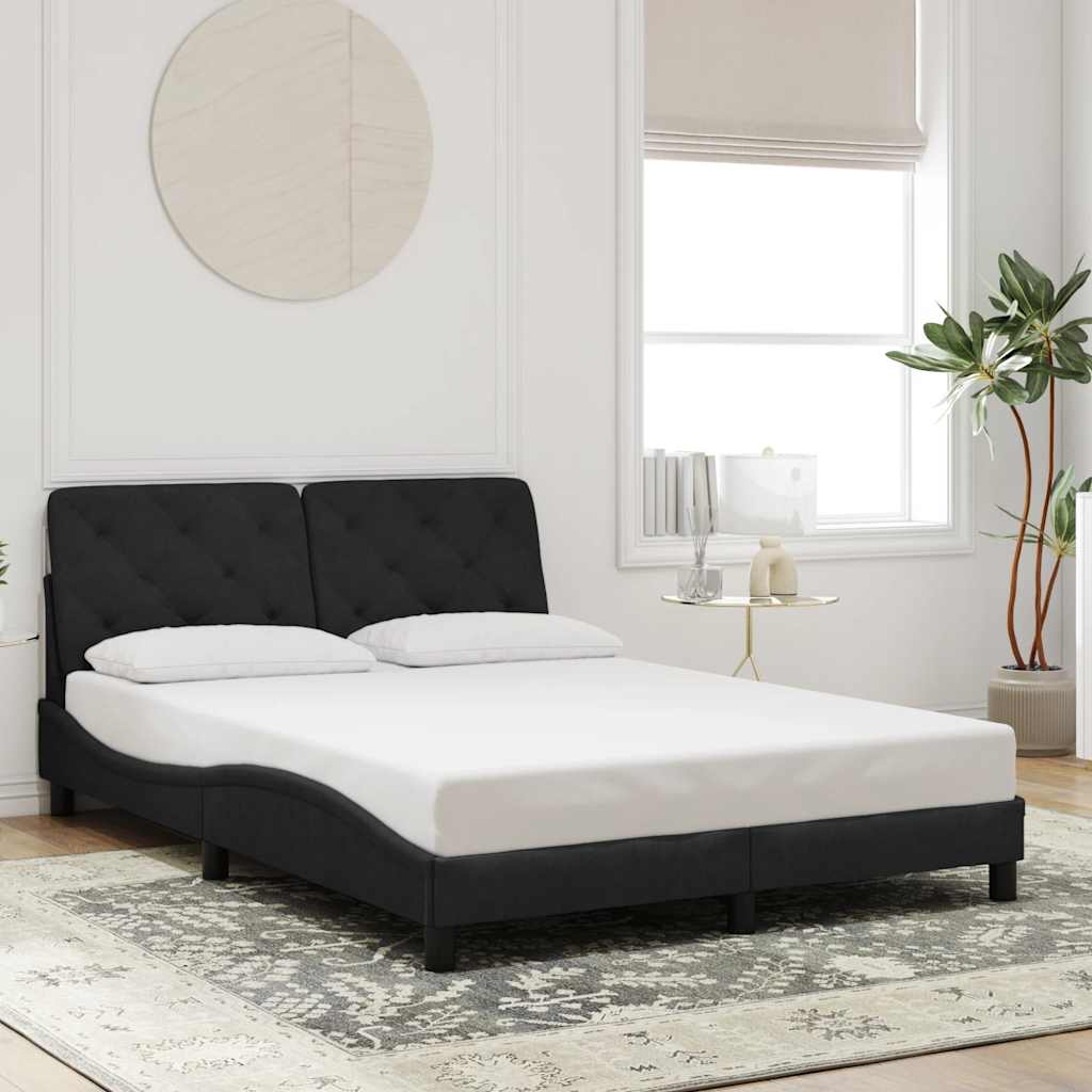 sengeramme uden madras Sort 140x200 cm Fløjl