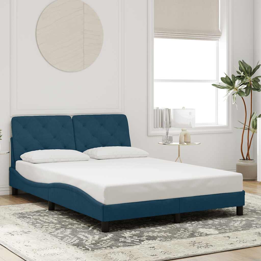 sengeramme uden madras 140x200 cm velour blå