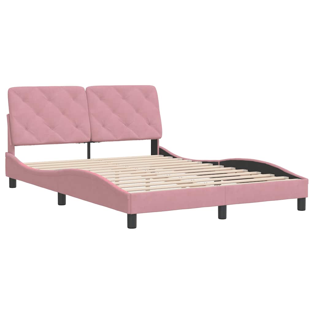 sengeramme uden madras 140x200 cm fløjl pink