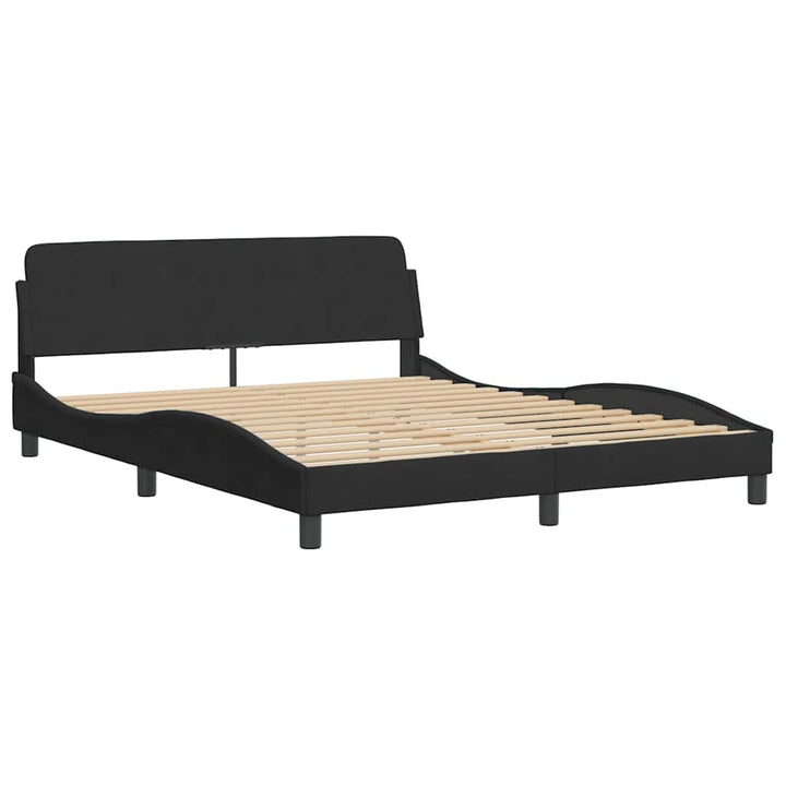 sengeramme uden madras Sort 160x200 cm Fløjl