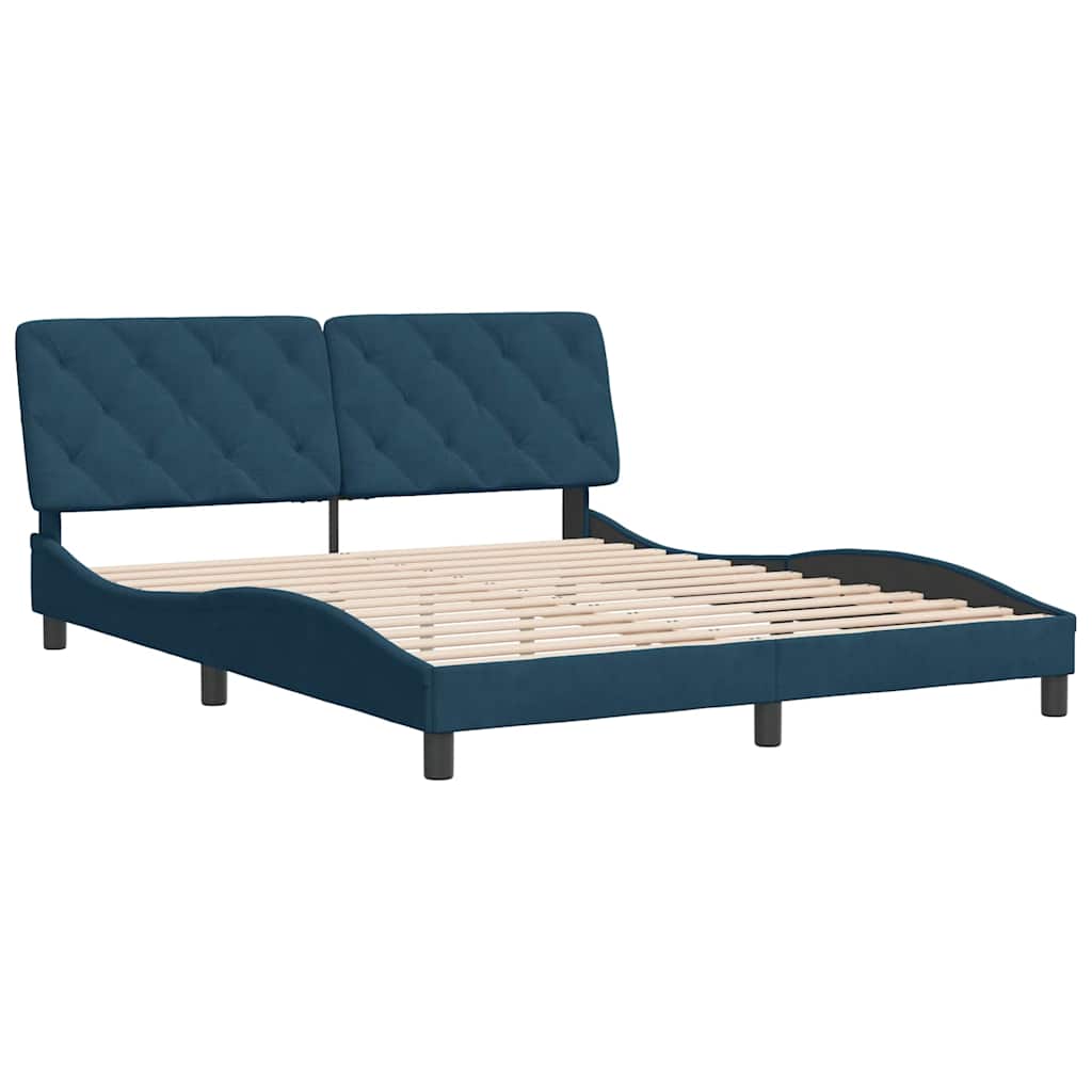 sengeramme uden madras 160x200 cm velour blå
