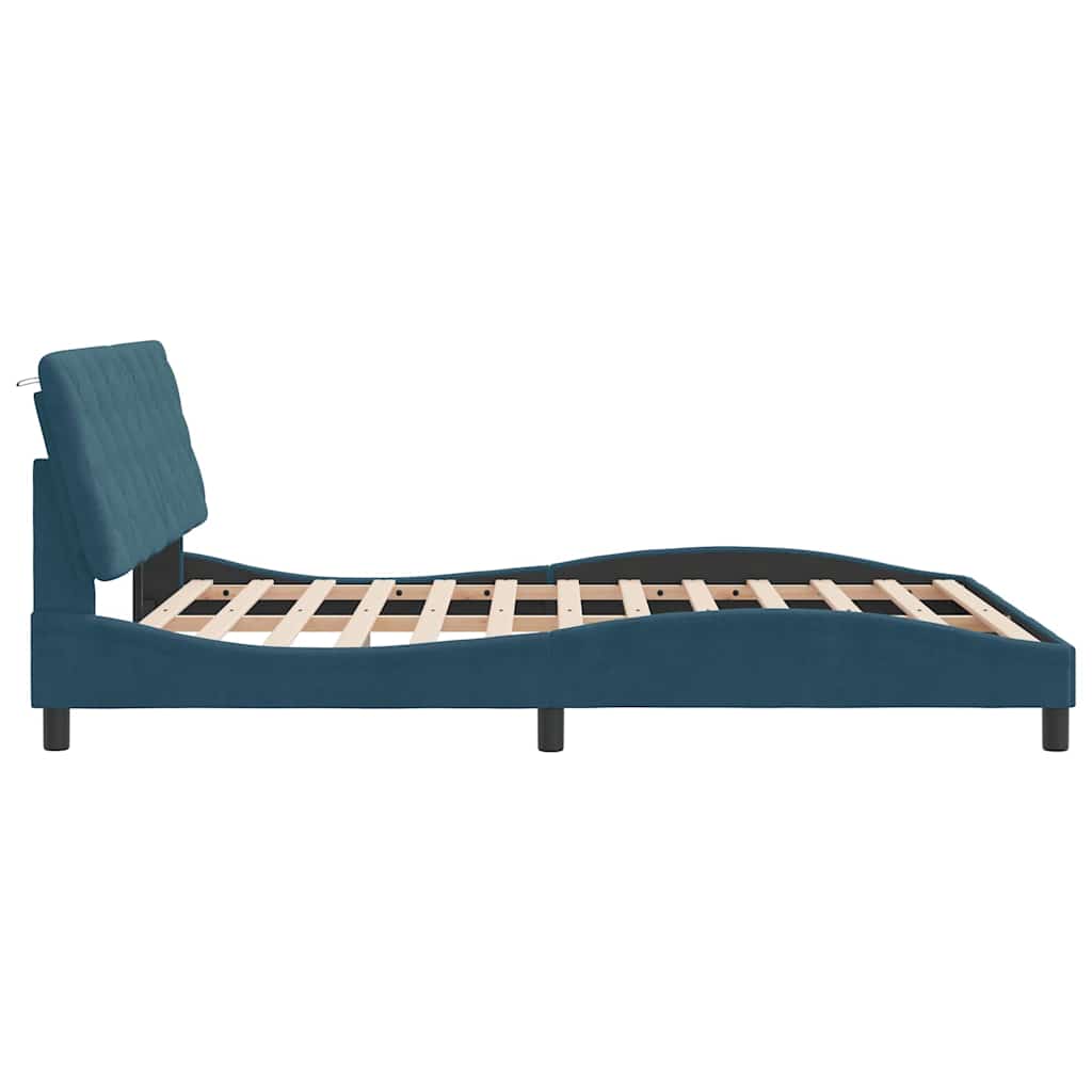 sengeramme uden madras 160x200 cm velour blå
