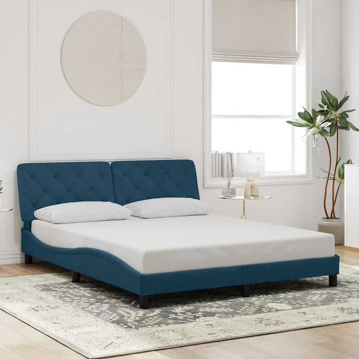 sengeramme uden madras 160x200 cm velour blå