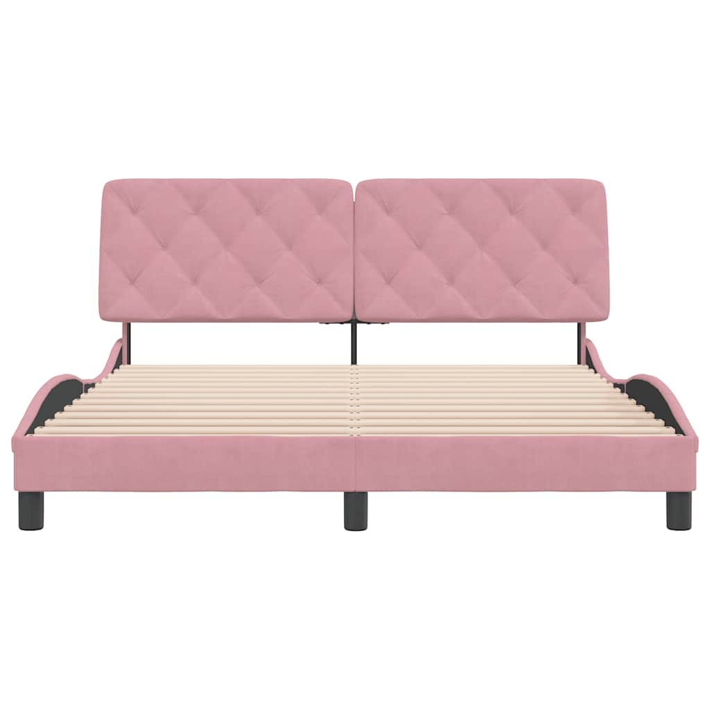 sengeramme uden madras 160x200 cm fløjl pink