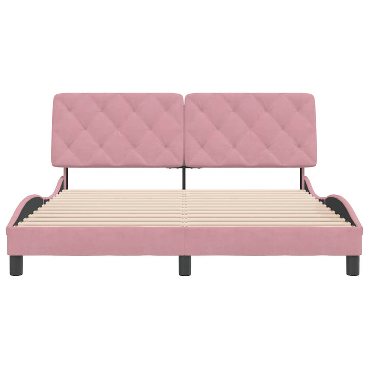 sengeramme uden madras 160x200 cm fløjl pink