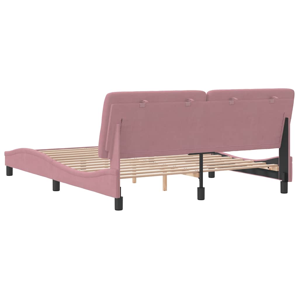 sengeramme uden madras 160x200 cm fløjl pink