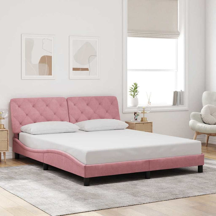 sengeramme uden madras 160x200 cm fløjl pink