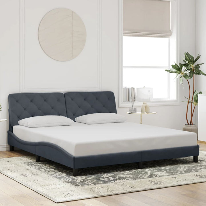 sengeramme uden madras Mørkegrå 180x200 cm Fløjl