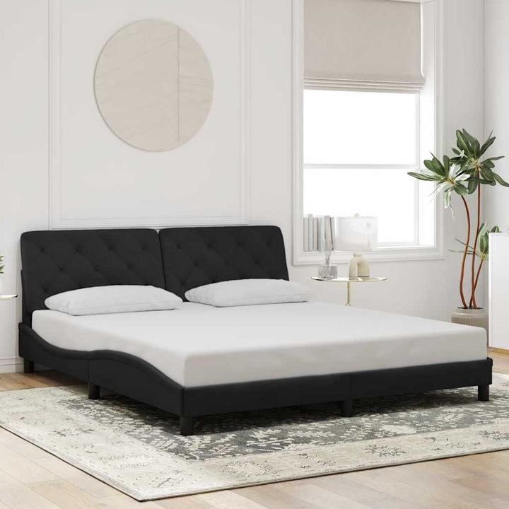 sengeramme uden madras Sort 180x200 cm Fløjl