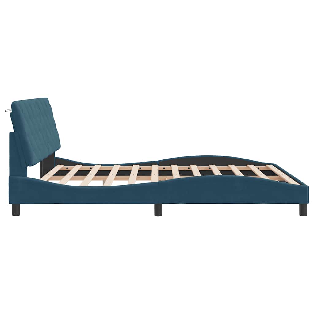 sengeramme uden madras 180x200 cm velour blå