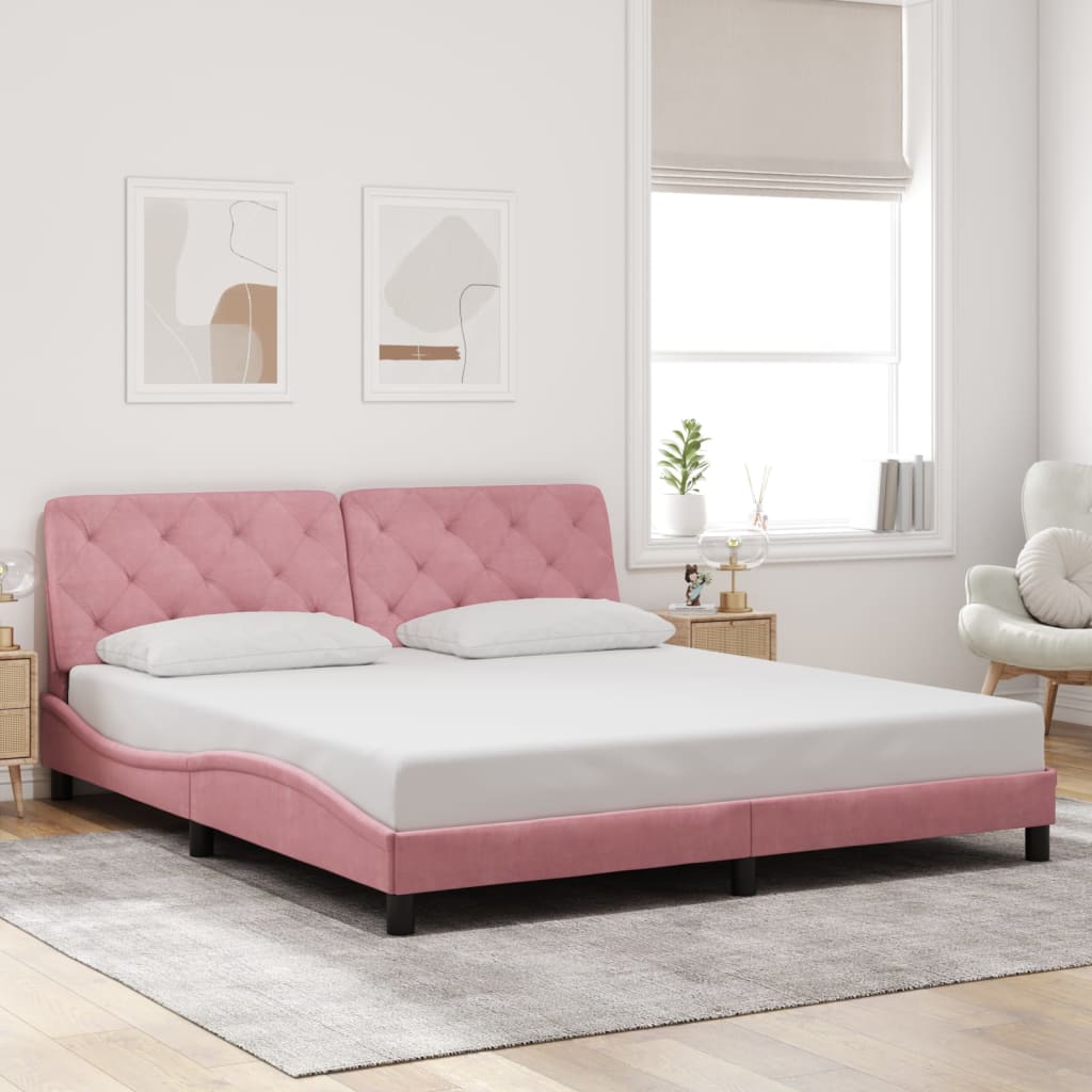 sengeramme uden madras 180x200 cm fløjl pink