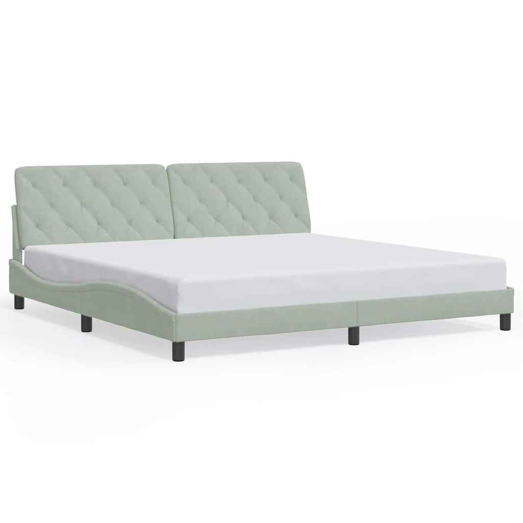 sengeramme uden madras Lysegrå 200x200 cm Fløjl