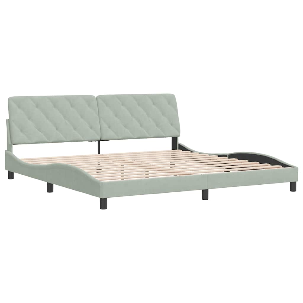 sengeramme uden madras Lysegrå 200x200 cm Fløjl