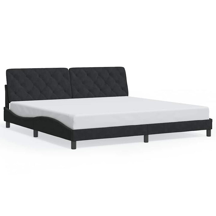 sengeramme uden madras Sort 200x200 cm Fløjl