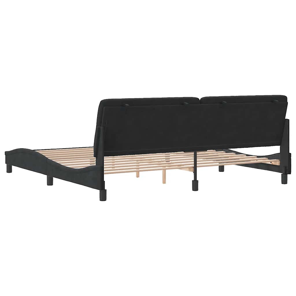 sengeramme uden madras Sort 200x200 cm Fløjl