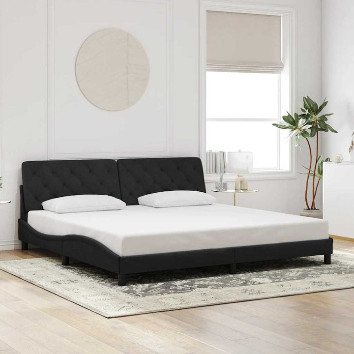 sengeramme uden madras Sort 200x200 cm Fløjl