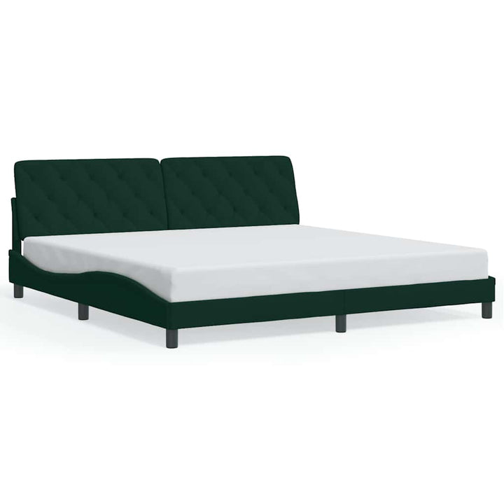 sengeramme uden madras Mørkegrøn 200x200 cm Fløjl