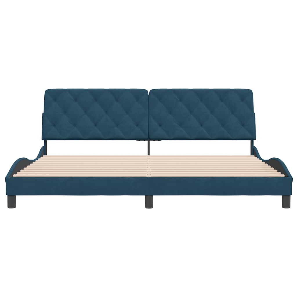 sengeramme uden madras 200x200 cm velour blå