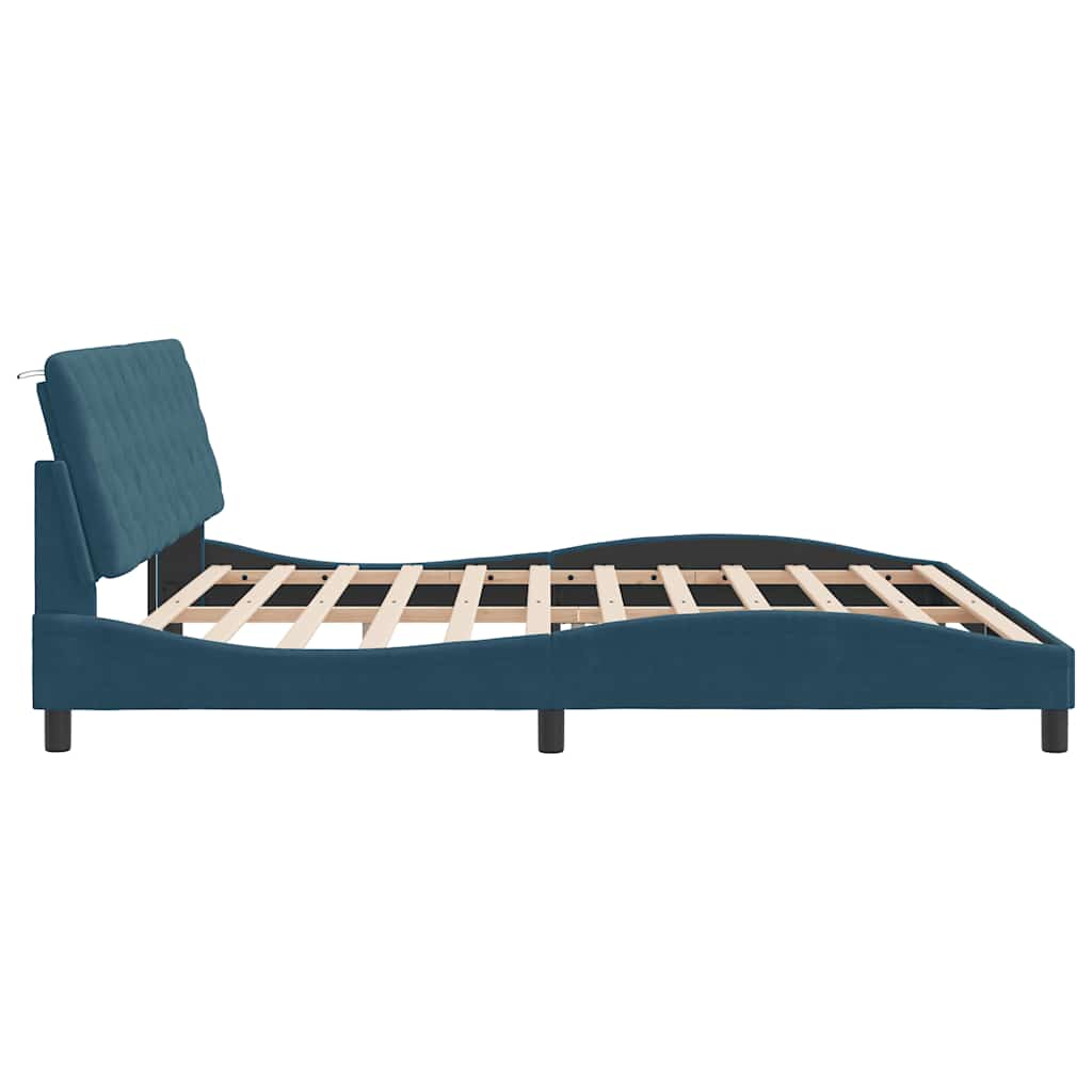 sengeramme uden madras 200x200 cm velour blå