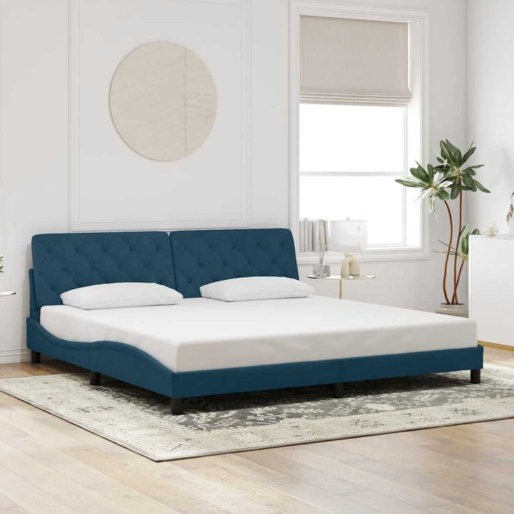sengeramme uden madras 200x200 cm velour blå