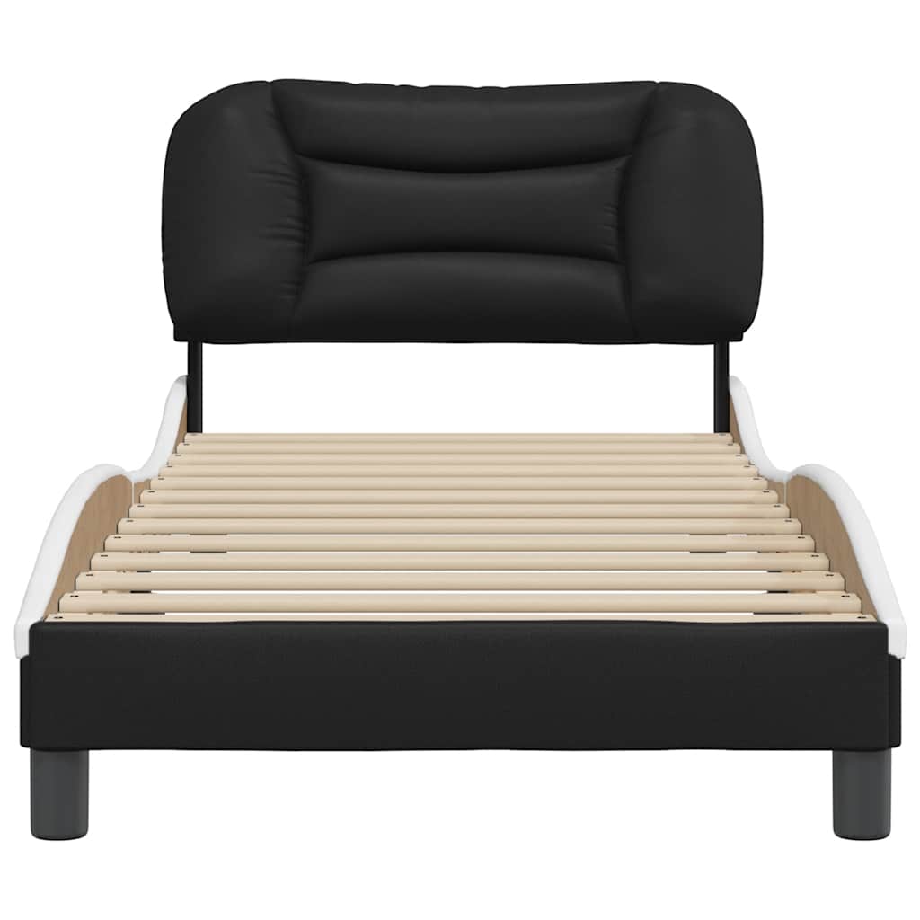 sengeramme uden madras Hvar 90x190 cm kunstlæder sort og hvid