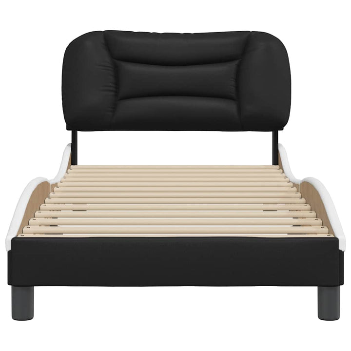 sengeramme uden madras Hvar 90x190 cm kunstlæder sort og hvid