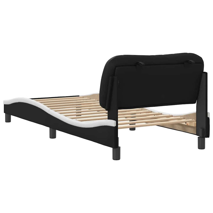 sengeramme uden madras Hvar 90x190 cm kunstlæder sort og hvid