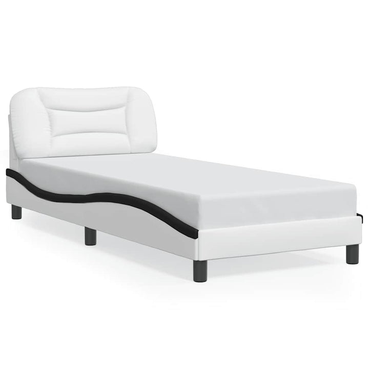 sengeramme uden madras Hvar 90x190 cm kunstlæder sort og hvid