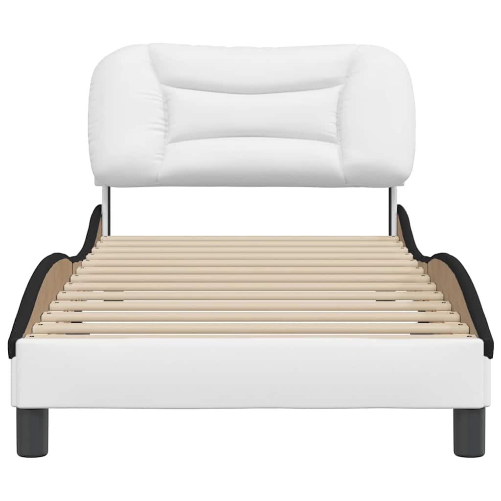 sengeramme uden madras Hvar 90x190 cm kunstlæder sort og hvid