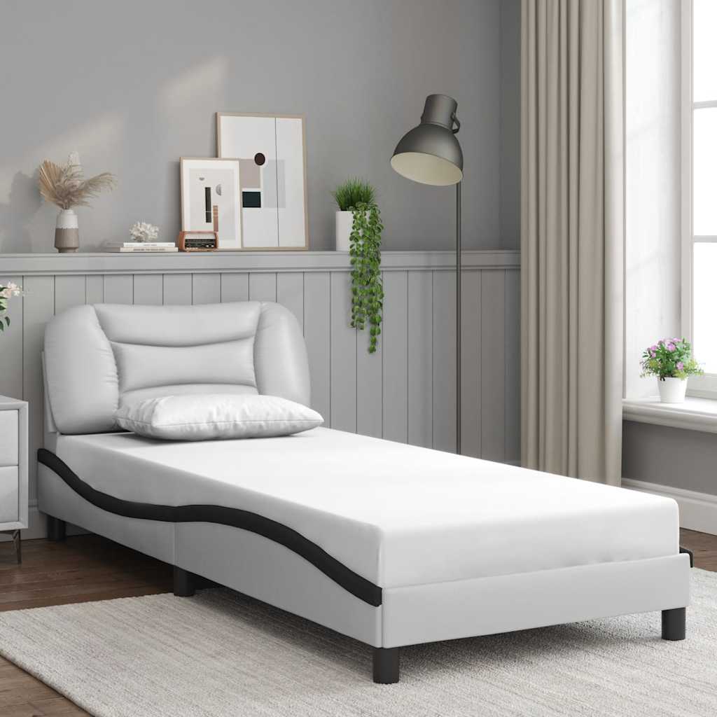 sengeramme uden madras Hvar 90x190 cm kunstlæder sort og hvid