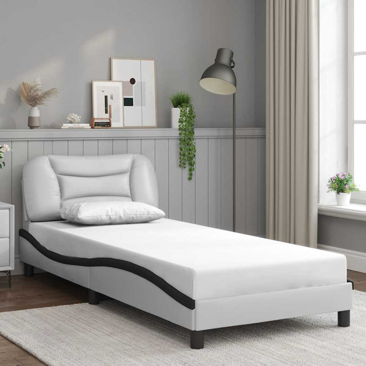 sengeramme uden madras Hvar 90x190 cm kunstlæder sort og hvid